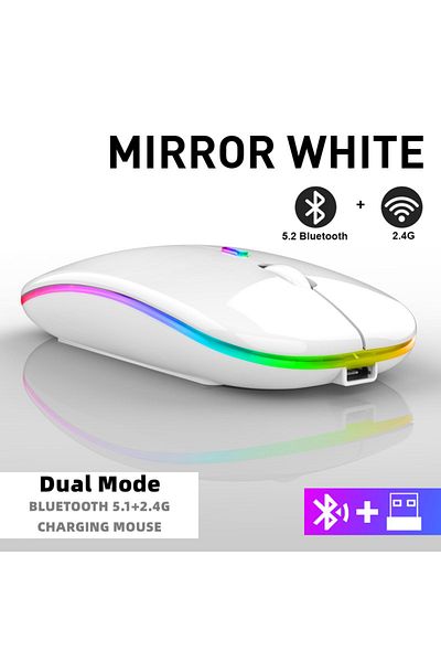 Choice3 Dual Mode Wireless Tablet Phone Computer Bluetooth Wireless Mouse Rechargeable RGB Backlight Mice fo