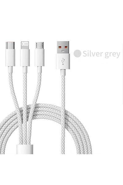 DUTRIEUX كابل USB Type C 3 في 1 6A أبيض بطول 1.2 متر، كابل شحن فائق السرعة 66 وات لهاتف Huawei وXiaomi وSamsung وOPPO