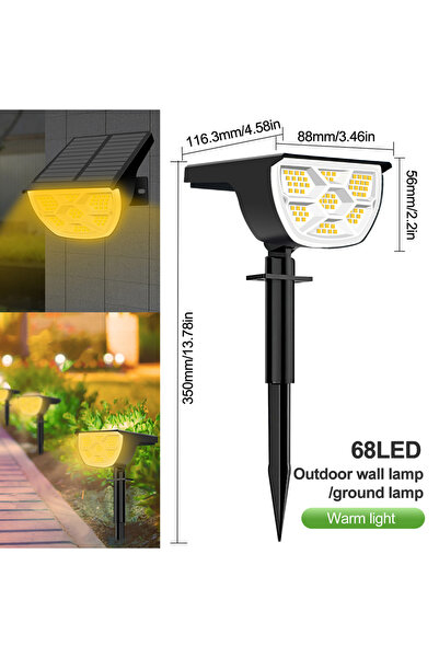 Choice 1 قطعة 68LED أبيض دافئ 72/68 LED أضواء المناظر الطبيعية الشمسية IP65 ل...