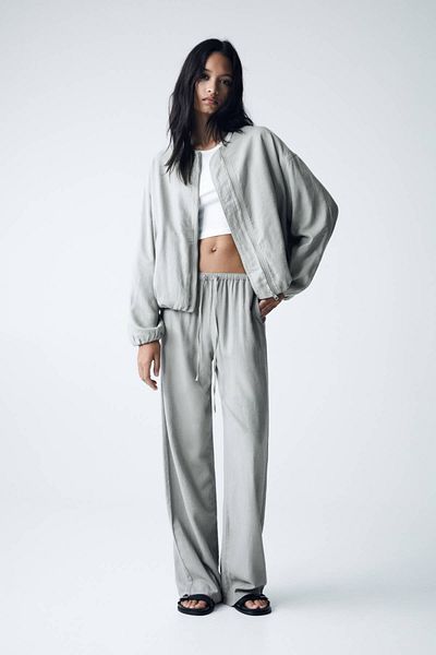 Pull & Bear Linen blend bomber jacket