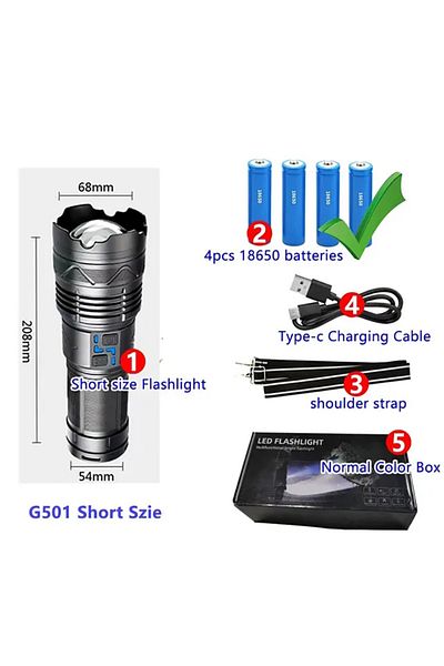Choice Small With Batteries High Power Led Flashlight Super Bright Long Range Torch Rechargeable Ultra Powe