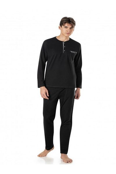 Pierre Cardin Men's Wide Fit Shawl Collar Black Groom Pajama Set 5 Piece Dowry Set