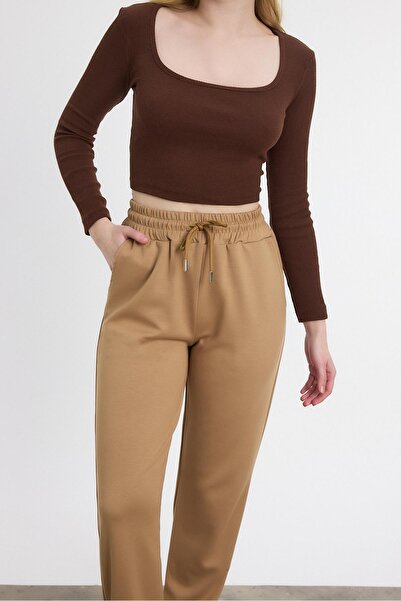 Rays Μαλακή υφή, εύκαμπτο ύφασμα Premium Άνετο Παντελόνι Φούτερ Camel -8242