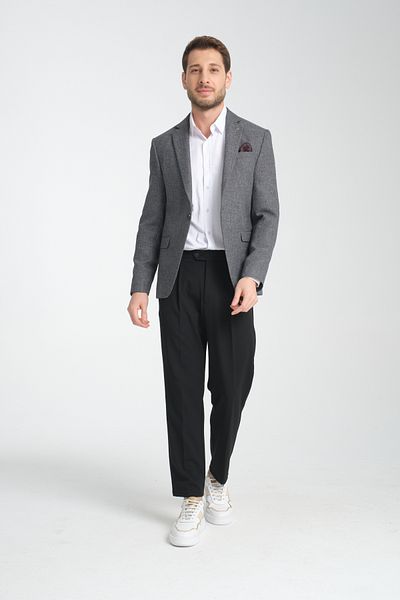 Frappoli Ανδρικό μπουφάν Allegrie Μαύρο Oversize Mono με μοτίβο γιακά με λεπτή εφαρμογή