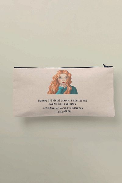 qoeuyl boutique Πορτοφόλι θήκης για στυλό υφασμάτινη τσάντα μακιγιάζ με στάμπα