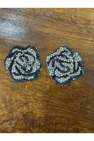 Gönülden Tasarım 2 Pieces Iron-On Sticking Stone Flower Coat of Arms Sewing Applique