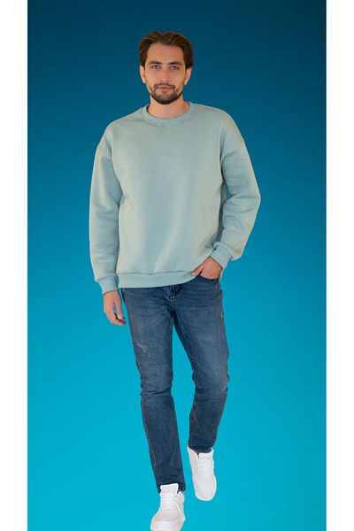 TEVOOY Unisex 3 Thread Oversized Long Sleeve Design Sweatshirt with Feathers