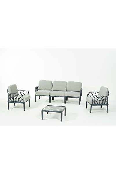 Novussi GARDA Sofa Set 3+1+1+Sehpa GRİ Minderli