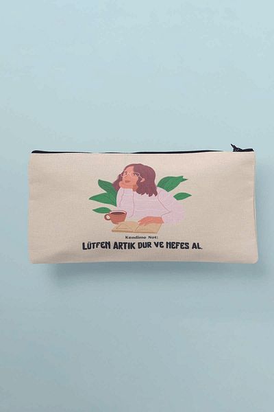 qoeuyl boutique Dur Printed υφασμάτινη τσάντα μακιγιάζ - Πορτοφόλι μολυβοθήκης