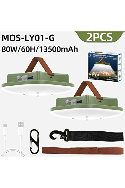 Choice MOS-LY01 Green 2PCS Rechargeable Camping Light Outdoor Tent Light Magn...