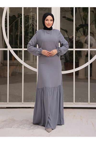 SAHRA BUTİK Γκρι φόρεμα με ρολό E - Sahra Boutique