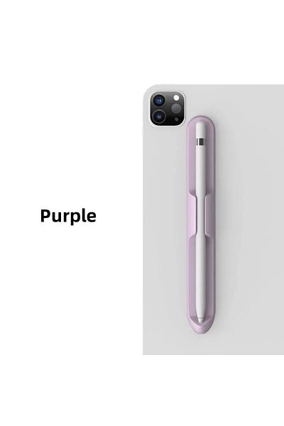 Choice حامل قلم رصاص أرجواني من السيليكون مع فتحة قلم ستايلس لجهاز Apple Pencil من الجيل الأول أو الثاني وجهاز Samsung