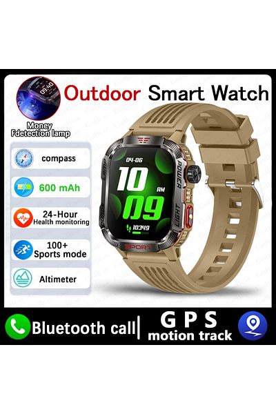 Choice Yellow silicone belt New For Huawei Xiaomi Military GPS Smart Watch Men Flashlight Compass Waterproo