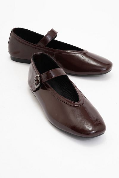 LuviShoes Γυναικεία παπούτσια μπαλαρίνας JARRET Claret Red λουστρίνι από γνήσιο δέρμα