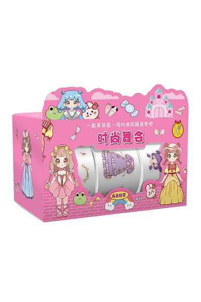 hopk 1 box 1box Cute Princess Dress Up Sticker Girl Cartoon Washi Tape Set Cute Children's Handbook Chara