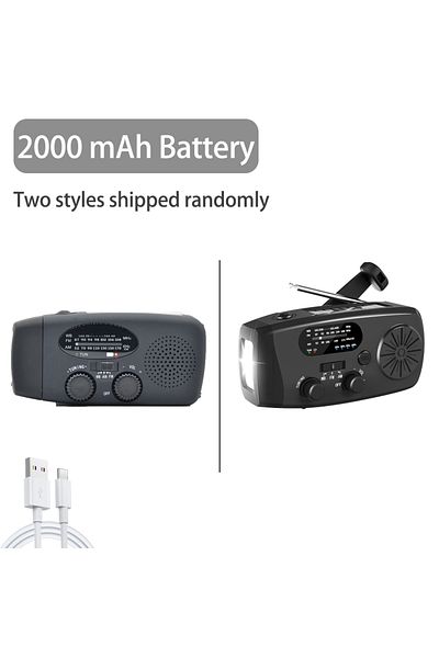 WDSZKMYF Black 2000mAh high capacity rechargeable radio solar rechargeable emergency light outdoor camping fl