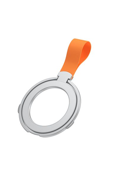 Choice حامل هاتف مغناطيسي عالمي بحزام فضي برتقالي اللون مع حلقة إصبع للسيارة وحامل Magsafe لليد