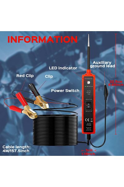 Choice Power Circuit Probe Tester 6-24V DC Test Light Short Circuit Automotive Component Electrical Pola...