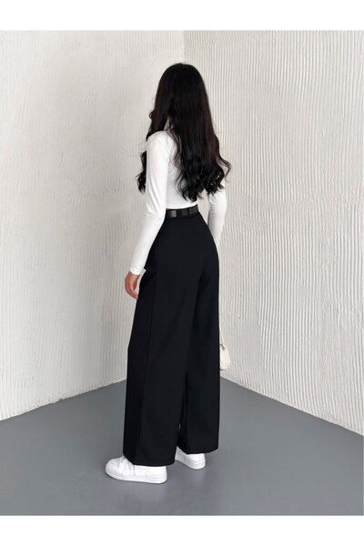 winmoda Kemerli Kadın Kumaş Pantolon / Lima- Kumaş Pantolon Baggy Model