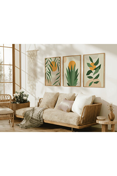 ARTCASTLE Set de 3 tablouri cu ramă din lemn Sun Flower