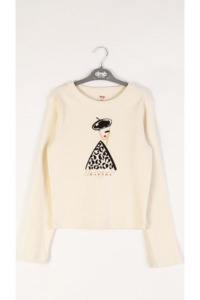 wakawakakidsstore Front Printed Long Sleeve Crew Neck Girl's Bady