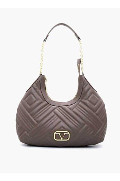 V Italia حقيبة كتف مبطنة بمقبض سلسلة وسحاب للإغلاق