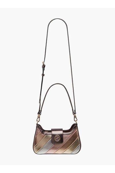 Paprika Panelled Shoulder Bag with Detachable Straps and Zip Closure