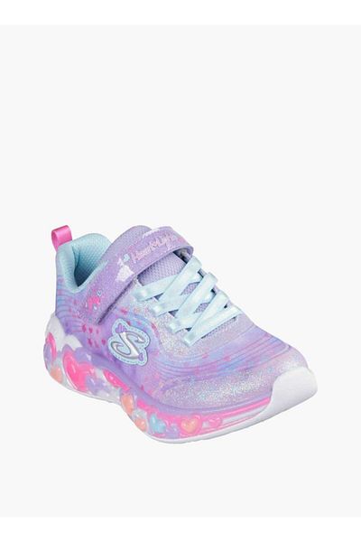 SKECHERS Girls' Printed Light-Up Sneakers with Hook and Loop Closure - ETERNAL HEART LIGHTS