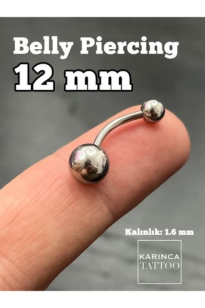 Karınca Piercing 12 mm Large Size Straight Gemless Navel Piercing Surgical Steel