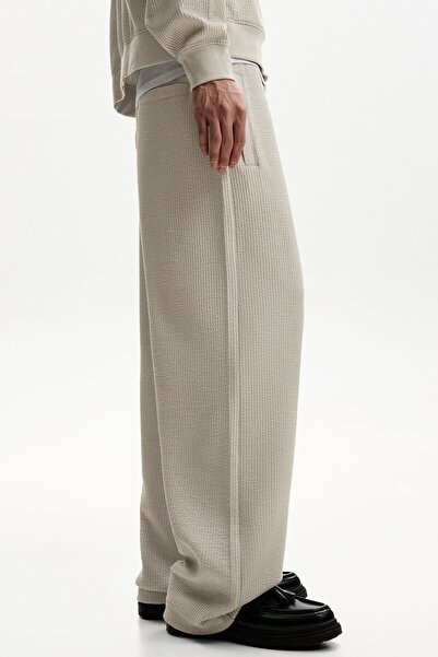 Bershka Wide-leg seersucker trousers