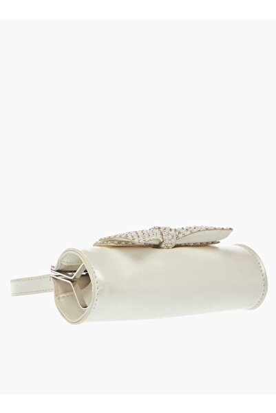 Celeste Bow Accent Clutch with Strap Handle and Clasp Closure