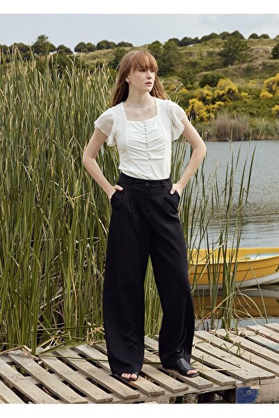 RB CLUB Women's Ruffle Sleeve Blouse with Stone Detail on the Front