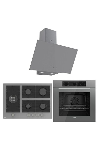 Ferre Flowart BL Modüler Seriisi 3'lü Gri Ankastre Set ( QBL62CPR-BL138-D079 )