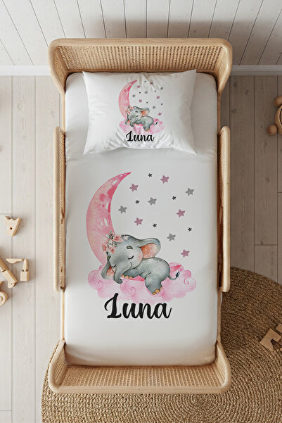 Lilabio %100 Pamuk Saten İsme Özel İsimli 100x200 Tek Kişilik Lastikli Çarşaf...