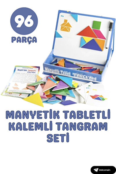 welcomein Oyuncak Manyetik Tabletli Silinebilir Kalemli 96 Parça Eğitici Tang...