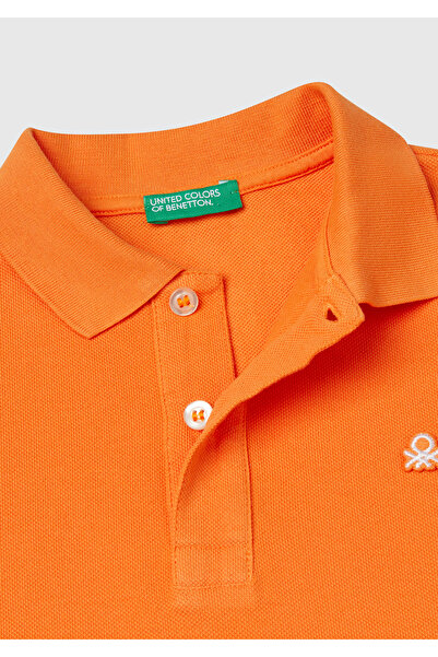 United Colors of Benetton Erkek Çocuk Turuncu Logolu Pike Polo T-Shirt
