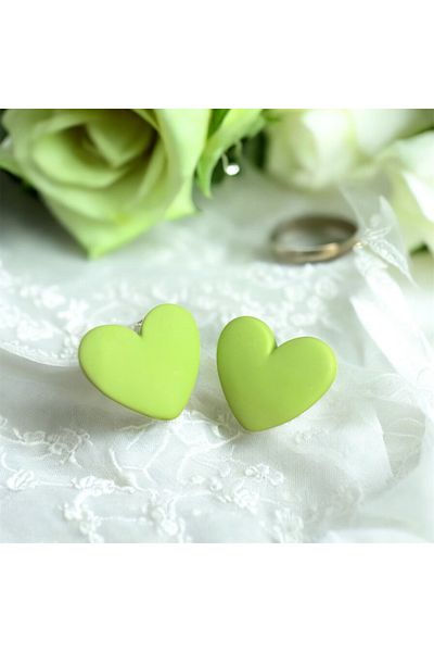 1PARÇAMAVİ 3.8cm Heart Clip-On Women's Earrings - No Hole