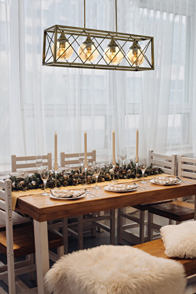 Avonni Av-60127-4ey Eskitme Kaplama Modern Avize E27 Metal Cam 80x25cm