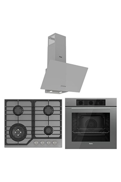 Ferre Flowart NT Asimetrik Seriisi 3'lü Gri Ankastre Set ( QBL62CPR-NT028-D088 )