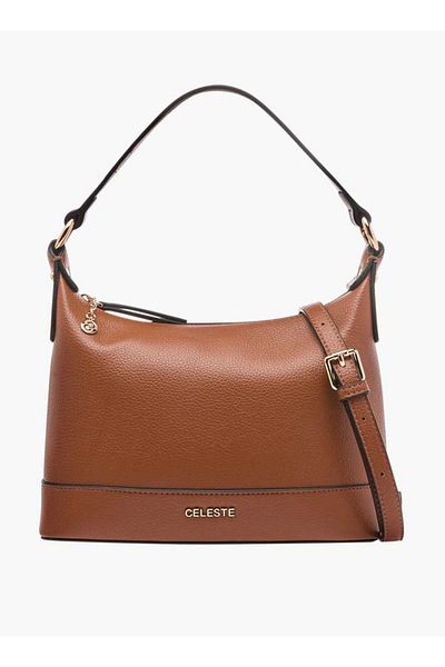 Celeste Textured Shoulder Bag with Adjustable Strap and Zip Closure