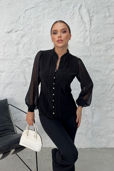 RB CLUB Bluză de damă cu guler judecător cu dantelă