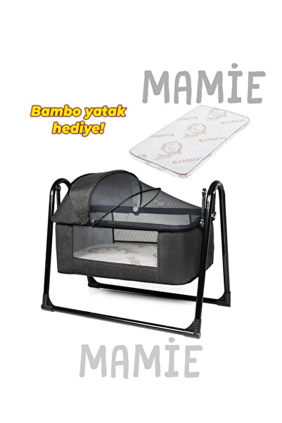 mamie Mio Keten Fileli Portatif Sallanır Anne Yanı Beşik Sepet Hamak Beşik BA...