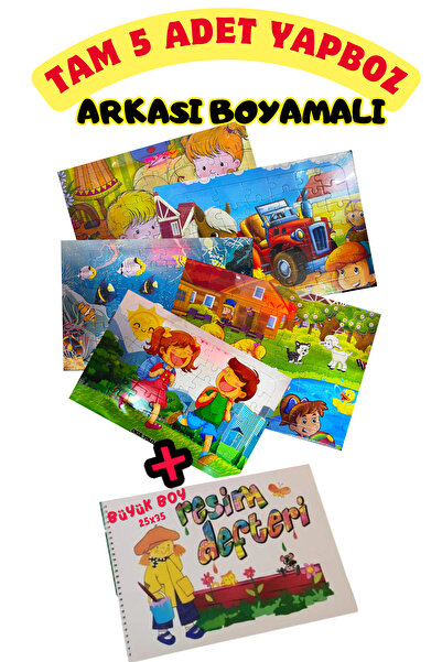 trendx7 Boyamalı Yapboz Seti 5 Farklı Yapboz-resim Defteri