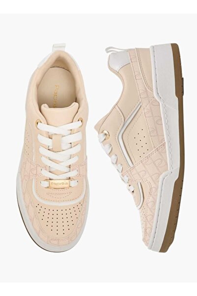 Paprika Panelled Lace-Up Sneakers with Pull Tabs