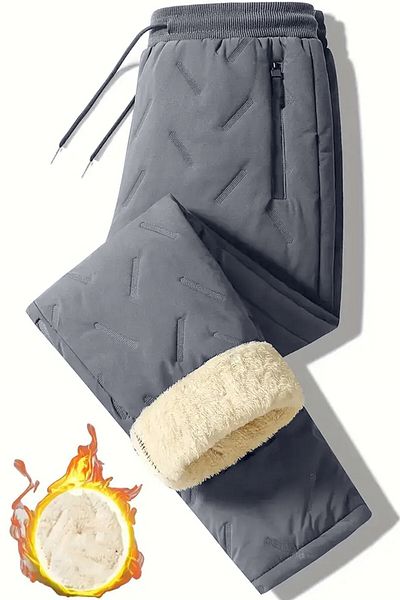 GHASSY CO. Ghassy Co. Unisex διπλής στρώσης εξαιρετικά θερμικό νερό και αντιανεμικό παντελόνι ποδηλάτου σκι με γούνα εσωτερικά