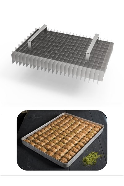 Mova Dizayn Stainless Steel Baklava Slice Cutting Blade for Baklava Slicing, 49X69 Tray 10X25 Slice