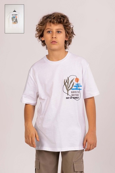 wakawakakidsstore Front Back Printed Crew Neck Boy's T-Shirt