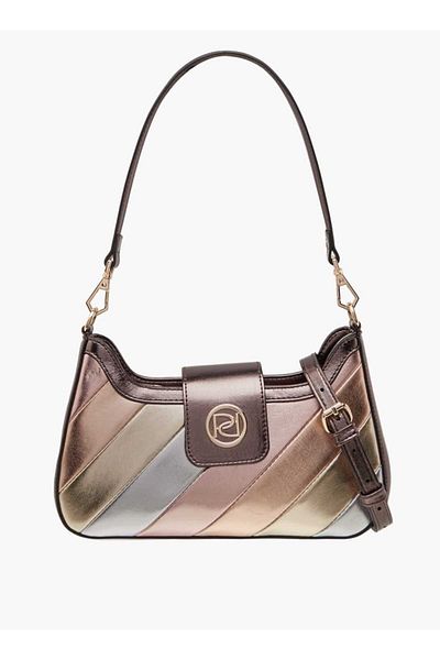 Paprika Panelled Shoulder Bag with Detachable Straps and Zip Closure