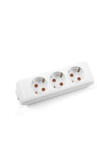 VİKO Multi-let 3-Piece Child-Proof Grounded Group Socket - White 3-Piece Group Socket with Terminals Wireless