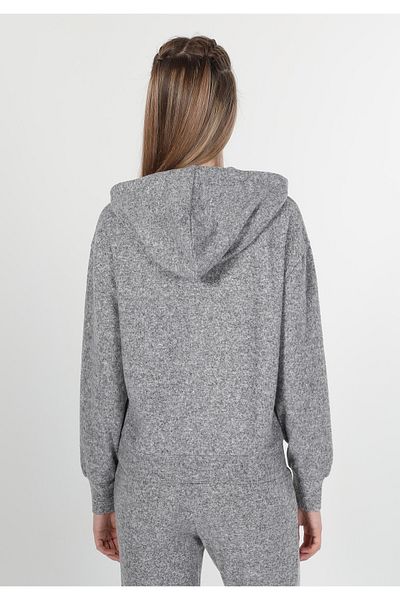 Colin's Regular Fit Hooded Plain Women's Gray Long Sleeve T-Shirt Cl 1061386
